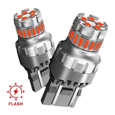 2Pcs 7443 7440 LED Strobe Flash Blinking Brake Stop Parking Tail Light Bulbs Red