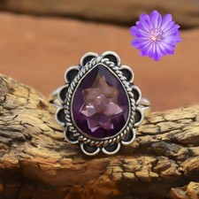 African Amethyst Gemstone 925 Sterling Silver Handmade Jewelry Ring Gift For