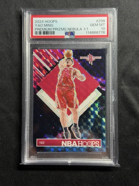 2024 Panini Hoops Yao Ming Premium Prizms Nebula 1/1 PSA 10 Houston Rockets #298
