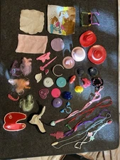 Lot of 40 Misc Assorted Replacement Parts Small Toys. Hats. Blankets. Hair.