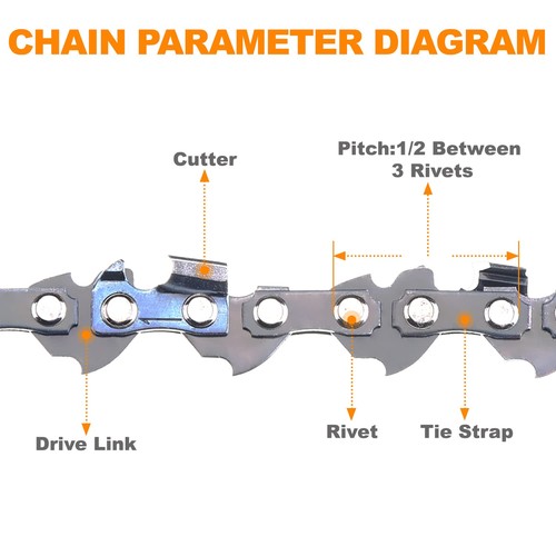 3-Pack 14 Inch Chainsaw Chain SG-S52, Compatible with Echo CS310, Ryobi RY371... - Picture 4 of 7