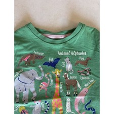 Mini Boden Kids Green Animal Alphabet Education T-Shirt 5-6Y zoo trip vacay