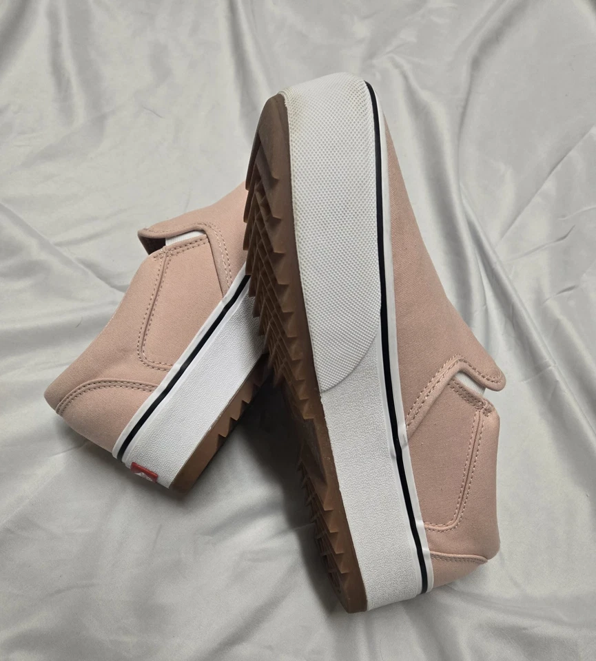 Sapato Feminino Slip-on Vans Asher Platform ST Tamanho 10 em Rosa Claro e Branco - Imagem 2 de 4
