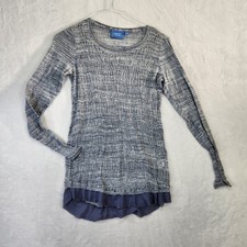 Simply Vera Vera Wang Women Knit Tunic Long Sleeve Sheer Layered Gray XS