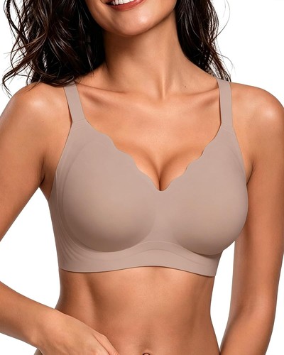 Wavy V Neck Wireless Full Coverage Supportive Bra No Underwire T-shirt bra