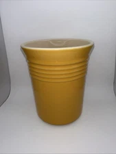 VTG Utensil Crock Well Equipped Kitchen Thailand Stoneware ~Mustard 6 1/2”