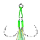 4Pcs Metal Jigging Double Assist Hook Saltwater Slow Pitch Jig Fishing Hooks