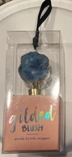 Gilded Blush Blue Crystal Geode Bottle Stopper Fits Standard Bottles