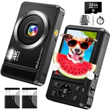 4K Digital Cameras for Photography - 44MP UHD Point 32GB Card 16X Zoom