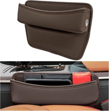 Large Capacity Car Seat Gap Filler Organizer, Front Seat Slot Storage Box Brown