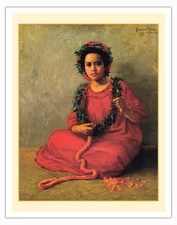 The Lei Maker - From an Original Color Painting by Theodore Wores 1901