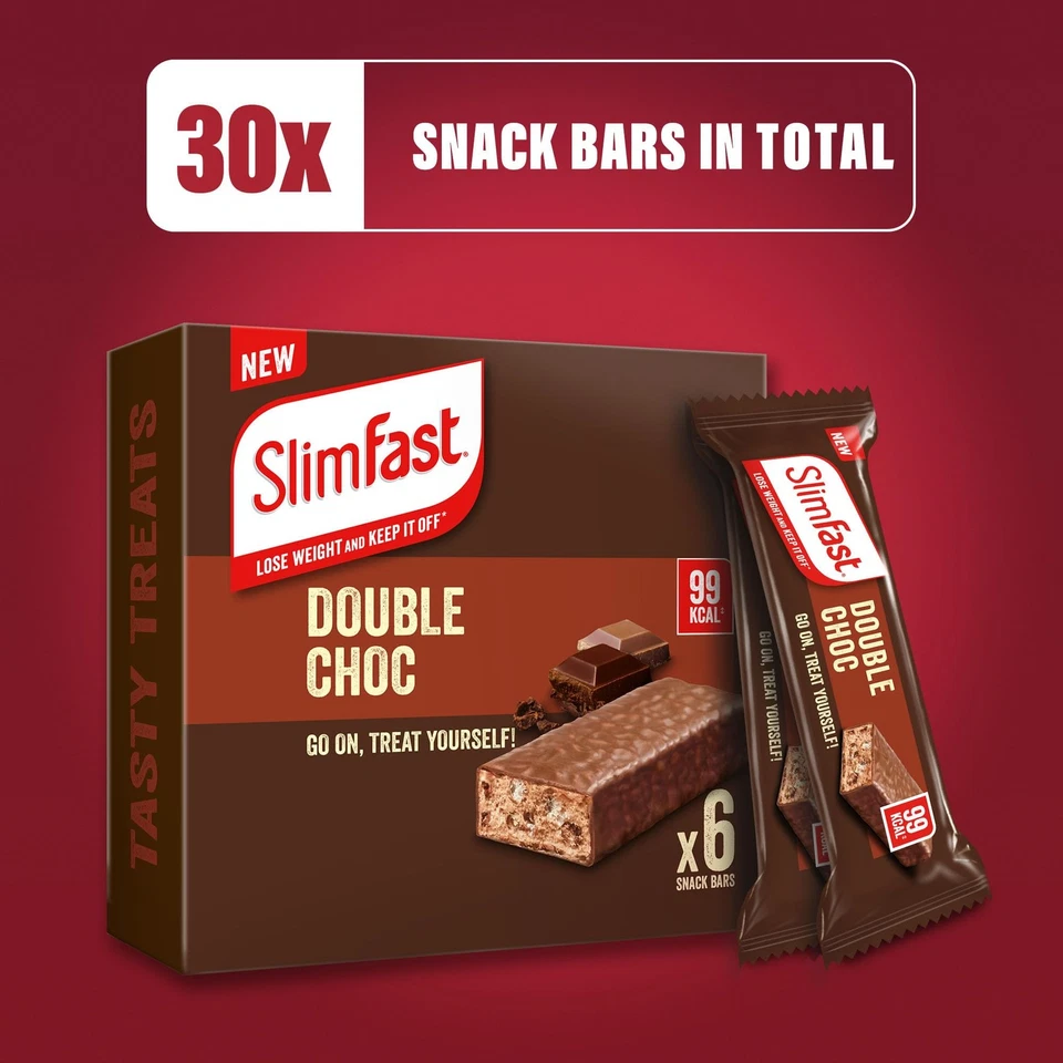SlimFast Double Choc Snack Bars 30 Pack – 99 Calorie Low Fat Protein Bar - Image 2 of 4