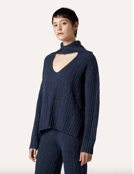 Women Ballantyne Sweater Navy Wool 40 / L / 48