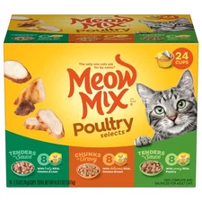 Meow Mix Poultry Selections Variety Pack, Wet Cat Food, 2.75 oz Cup (24 Pack)