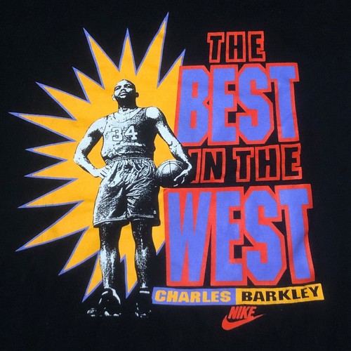 Vintage 90s NBA Charles Barkley Phoenix Suns The Best In The West Nike T-Shirt - Picture 2 of 3