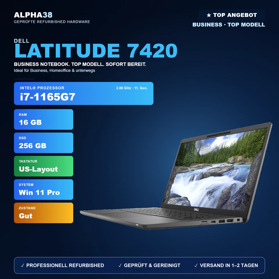 Dell Latitude 7420 · i7-1165G7 · 16GB · 256GB, Foto 1 von 5