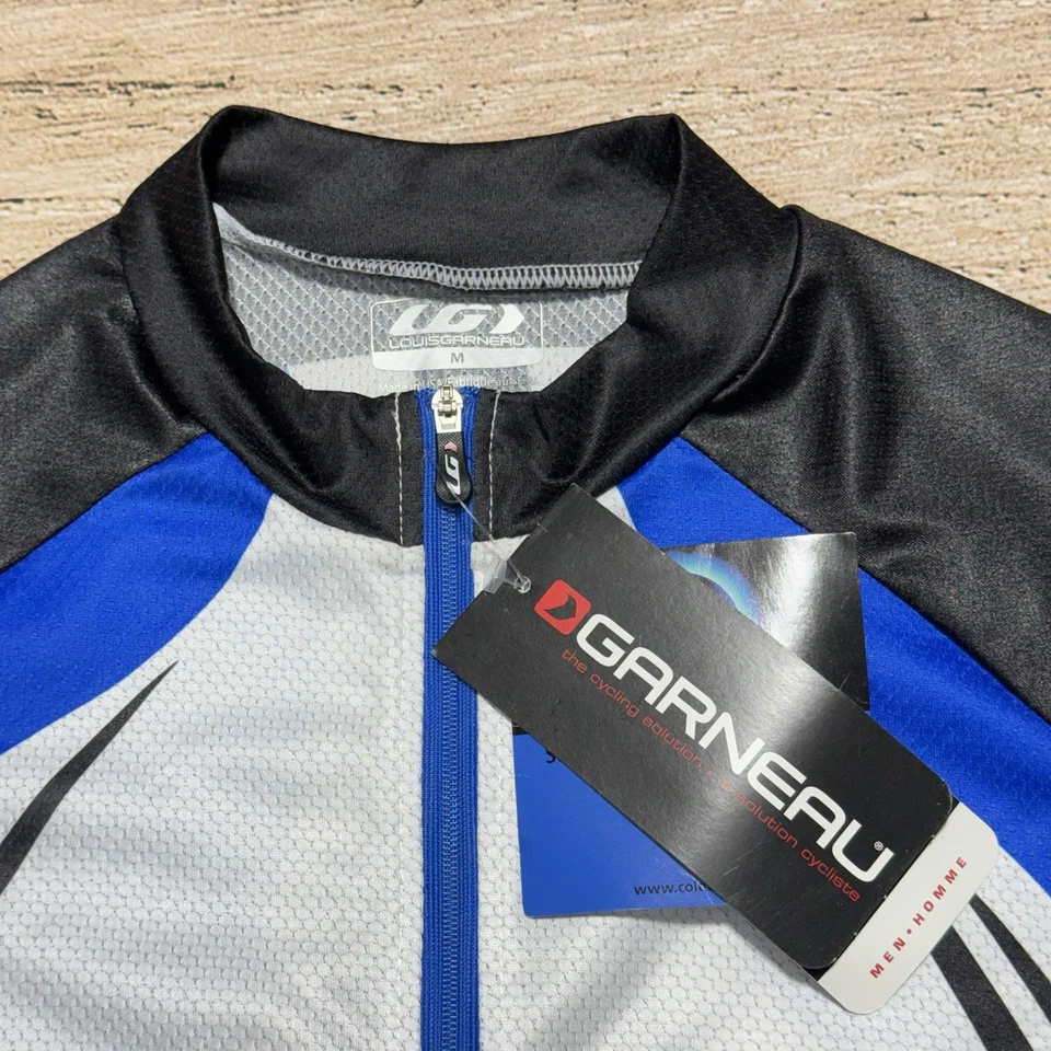 Camiseta deportiva de ciclismo Louis Garneau para hombre M blanca azul negra Elite iones de carbono cremallera completa Foto 3 de 4