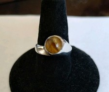 Sterling Silver 925 Taxco Mexico Tigers Eye Modernist Ring Size 6.25