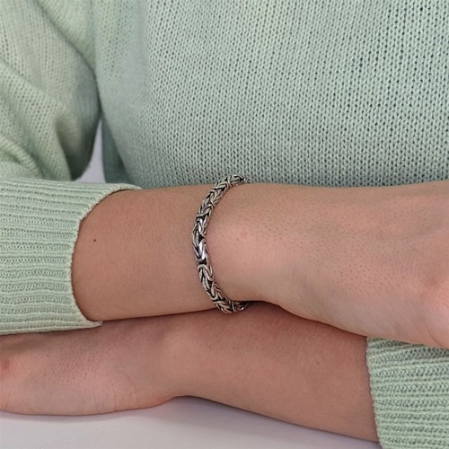 Silverly Bracciale Uomo Argento 925 Stile Bizantino Snake - Foto 3 di 7