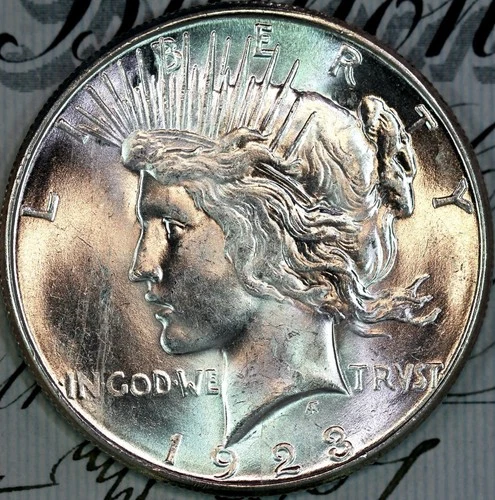 1923-S SUPERB+ GEM BU MS PEACE SILVER DOLLAR DC304 FROM MATTHEWS HOARD