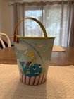 Vintage Tin Sand Pail With Fishing Theme By Chein