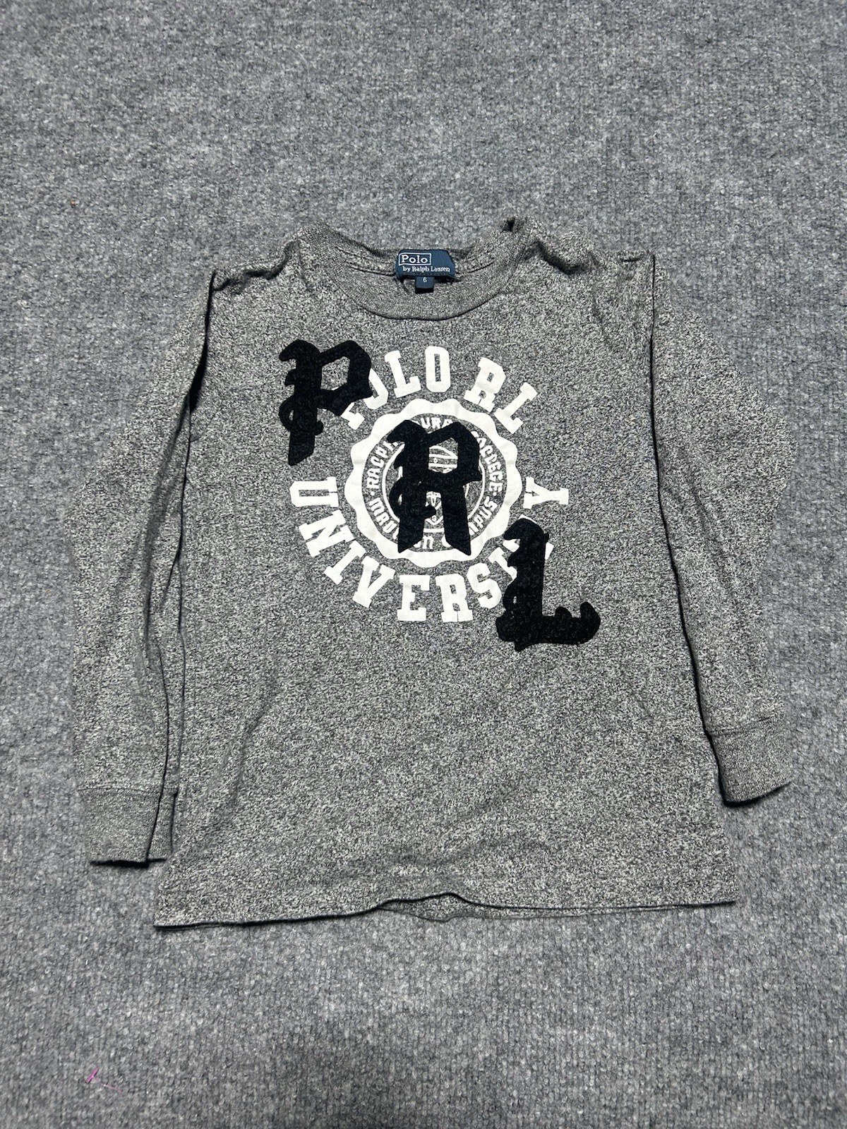 Youth Size 6 Polo Ralph Lauren Long Sleeve Shirt Grey Aop