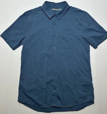Icebreaker Men's Wool Blend Medium Short Sleeve Compass Shirt blue cool-lite EUC