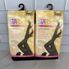 Spanx Star Power Center-Stage Leggings (2) Size E Black Ribbed Shaping Control
