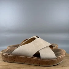 Korks By Kork Ease Jolly Beige Leather Cork Criss Cross Sandals women's 8
