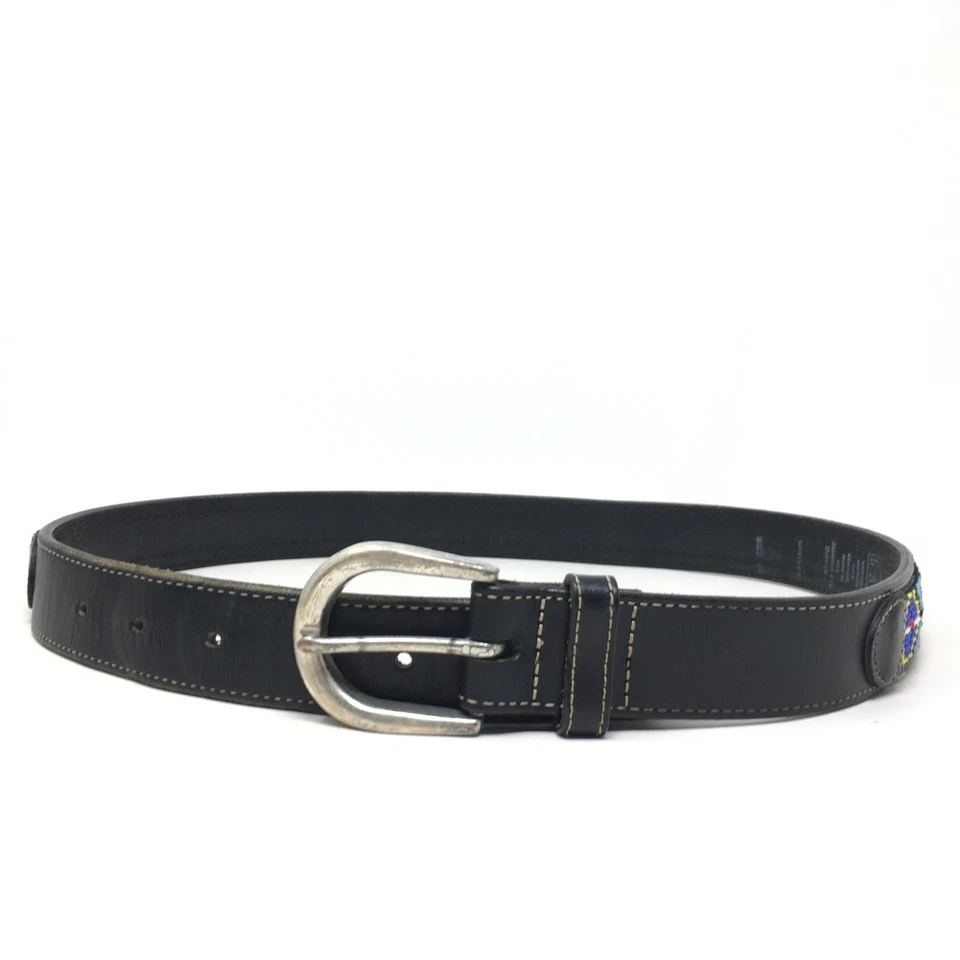 Cinturón GAP para mujer talla 34 cuero negro adornado con cuentas occidental vintage hecho en EE. UU. Foto 2 de 4
