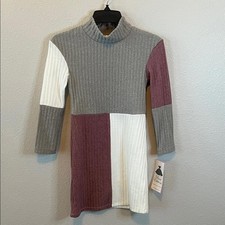 Rare Editions Ribbed Mockneck Colorblock Dress Necklace Size 10 NWT