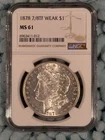 1878 Morgan dollar 7/8 tail feathers graded by NGC weak MS 61