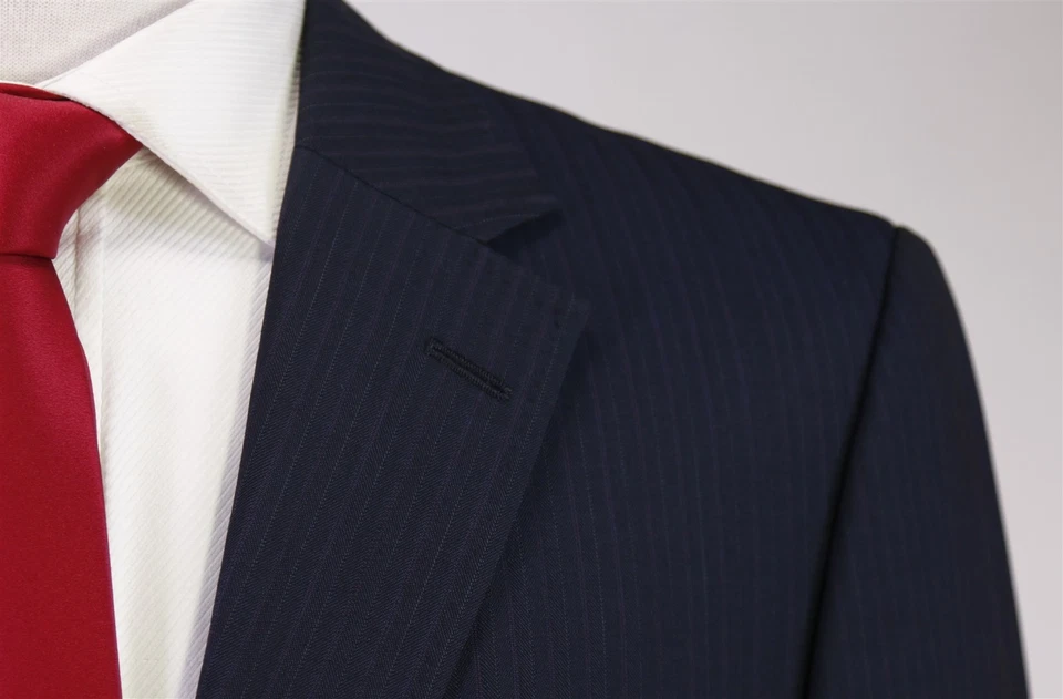 Traje de Viaje Paul Stuart Azul Marino Rosa Rayas 2-Btn Lana Japón 40S Foto 4 de 4