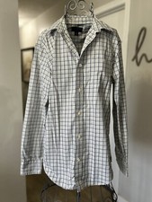 Banana Republic Shirt Mens 15 15.5 Blue Green Plaid 100 Cotton Size Medium