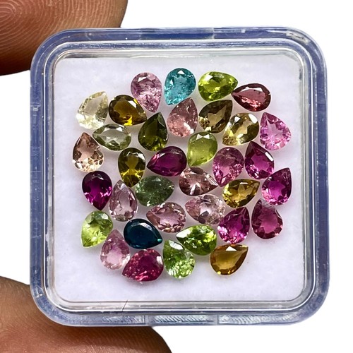35 Pcs Natural Tourmaline 4x3mm Pear Cut Multi Color Loose Gemstones 5.28 Cts - Picture 6 of 8
