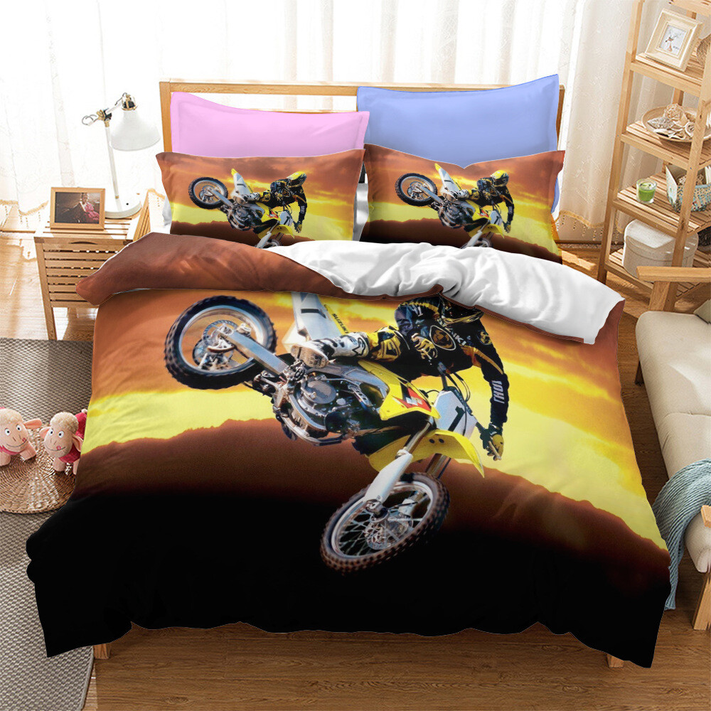 Dirt Bike Motorcycle Race Quilt Doona Duvet Cover Pillowcase Bedding