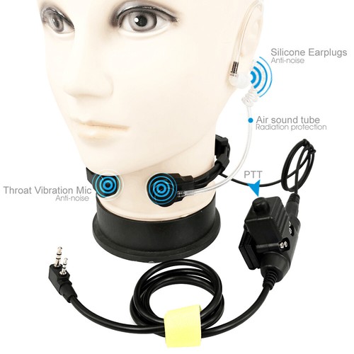 U94 PTT Neck Throat Mic Earpiece Radio Headset For Baofeng Kenwood HYT PUXING C - Zdjęcie 12 z 15