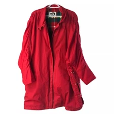 Vintage Foxrun Oversized Red Cinched Sleeves, Flannel plaid Lining, Side closure