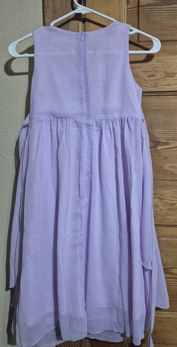 Girls Size 12 Lined Lavender Dress Asymmetric Ruffled Skirt Bow Knee Length - Picture 4 of 11