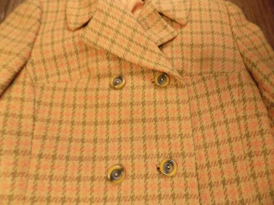 FABULOUS 60s Jacks Market at Beaver Blazer Plaid Dijon Yellow Orange Russet sz 6 - Image 4 of 4