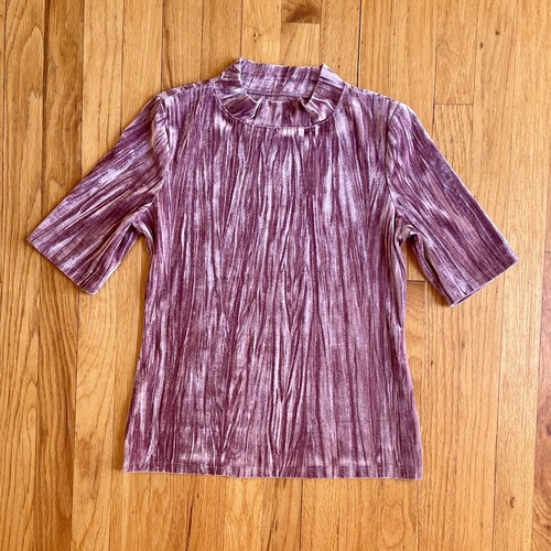 Pilcro Anthropologie Pink Crushed Velvet Velveteen Mock Neck Top Blouse Size XS