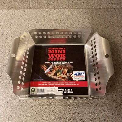 Expert Grill Aluminum LightWeight Mini Wok Topper vegetables & seafood 7.5x7.5in