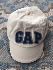 Baby Gap hat/cap; tan/beige with navy blue and gray letters; size XS/S