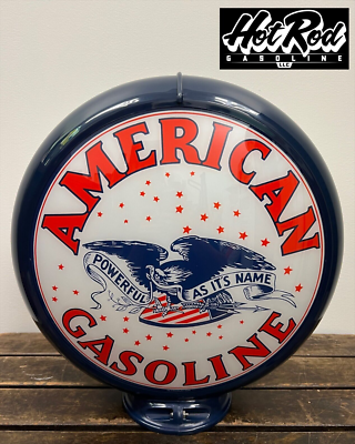 #ad AMERICAN GASOLINE Reproduction 13.5quot; Gas Pump Globe Dark Blue Body $175.00