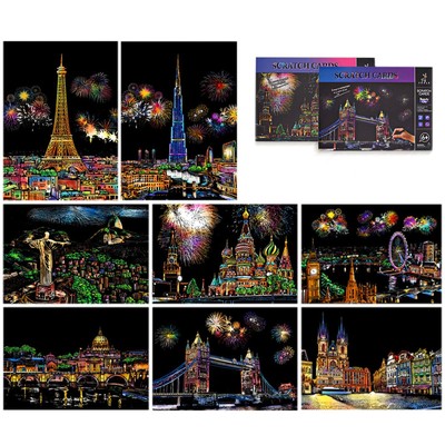 Scratch Painting &Scratch Cards A4 for Kids & Adults 8pcs Scratch Art for Adu...
