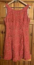 Ariella London Skater Dress Knee Length Coral Size UK 16 Lace Lined Netted
