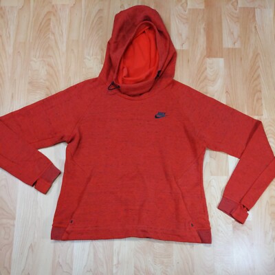 Nike Hoodie Women's Large Pullover Sweatshirt High Neck Red