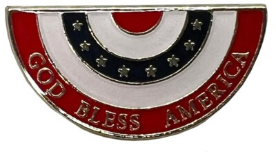 Pack of 3 God Bless America USA Fan Bunting Motorcycle Hat Cap Lapel Pin