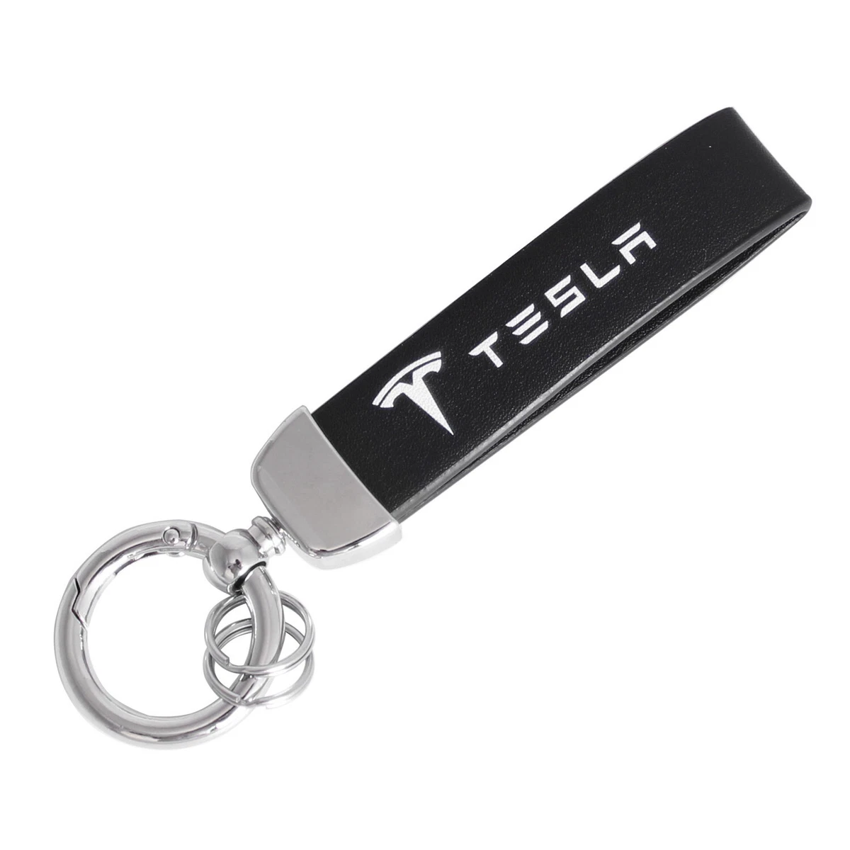 Tesla Logo Black Leather Car Key Ring Keychain Fob for Tesla Model 3 Y  Model S X