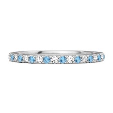 1.50 MM Round Swiss Blue Topaz Half Eternity 925 Sterling Silver Stackable Ring